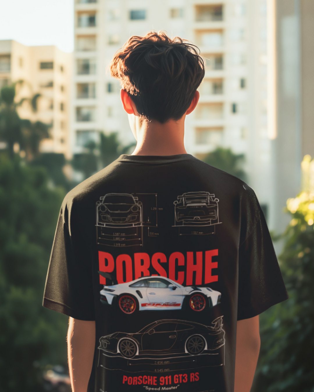 Porsche Premium Oversized T-Shirts Black