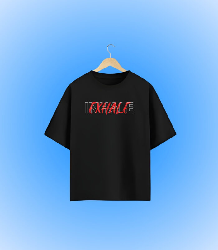 Inhale Exhale Oversized T-Shirt Frontside Design