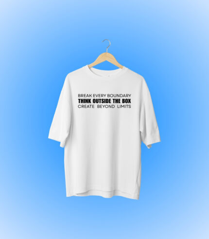 Think Outside The Box Oversized T-Shirt Frontside Design